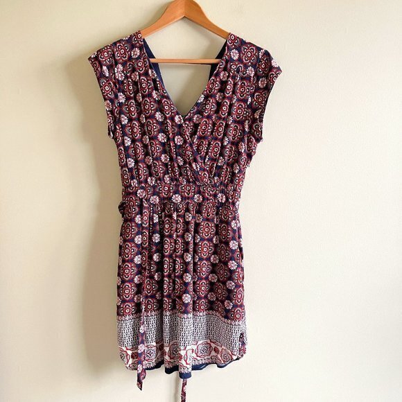 Daniel Rainn Double V Faux Wrap Dress Surplice Neck Belted Womens Size M - Picture 1 of 9